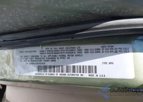 2005 Subaru Outback 2.5I z USA, uszkodzony, nr VIN 4S4BP61CX57321876